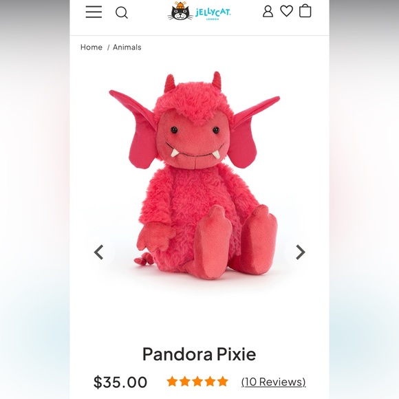 Jelly Cat Pandora Pixie Devil Halloween Vampire Infrared stuffed Toy Kids - Picture 1 of 3